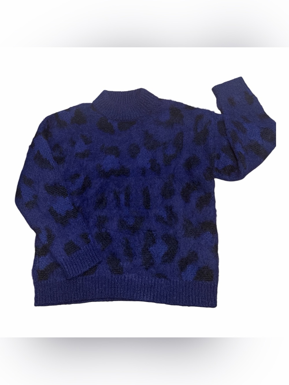 Luxury maximalist Kate Spade Alpaca Wool Leopard Sweater M Blue Black NWOT